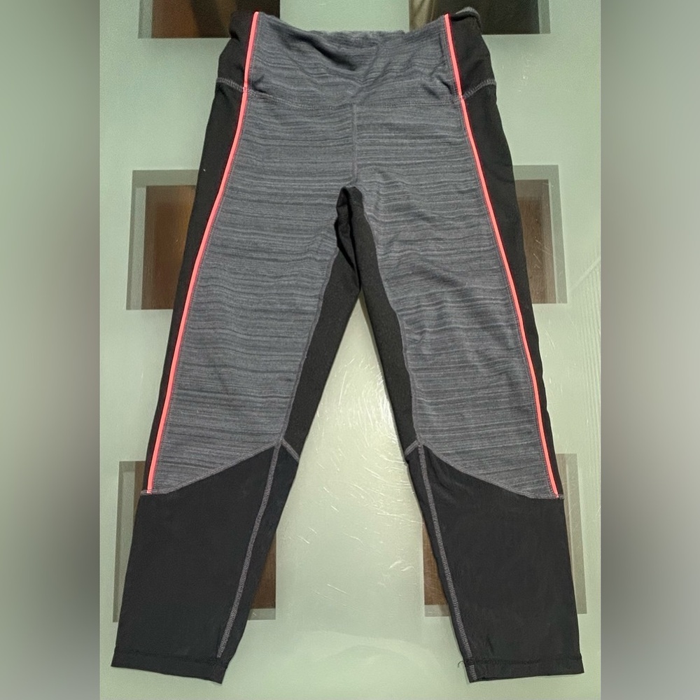 Zella Leggings Black and Gray with Pink; XS